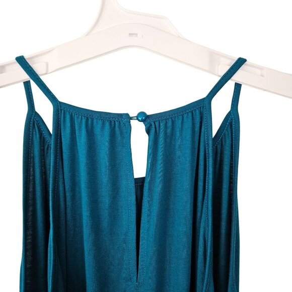 Womens Teal Sleeveless Jumpsuit Size Large With Waist Tie Casual Summer Chic - Picture 8 of 14